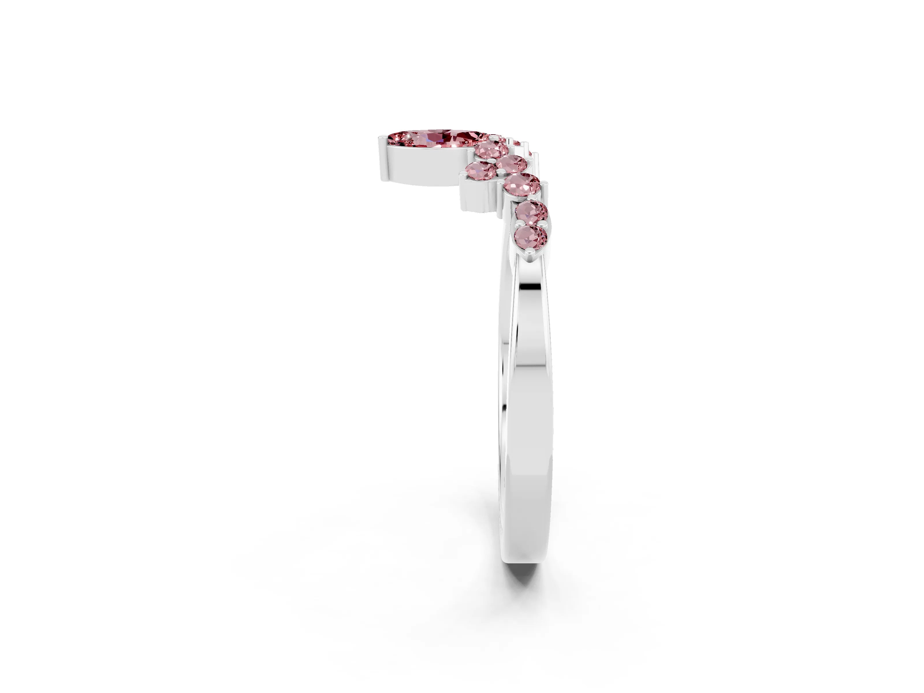 White gold Marquise and Round Morganite Chevron Band with Prong Setting_8