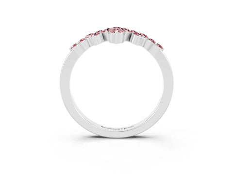 White gold Marquise and Round Morganite Chevron Band with Prong Setting_9