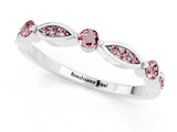 White gold Marquise and Round Morganite Milgrain Band with Bezel Setting_19