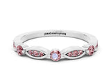 White gold Marquise and Round Morganite Milgrain Band with Bezel Setting_30