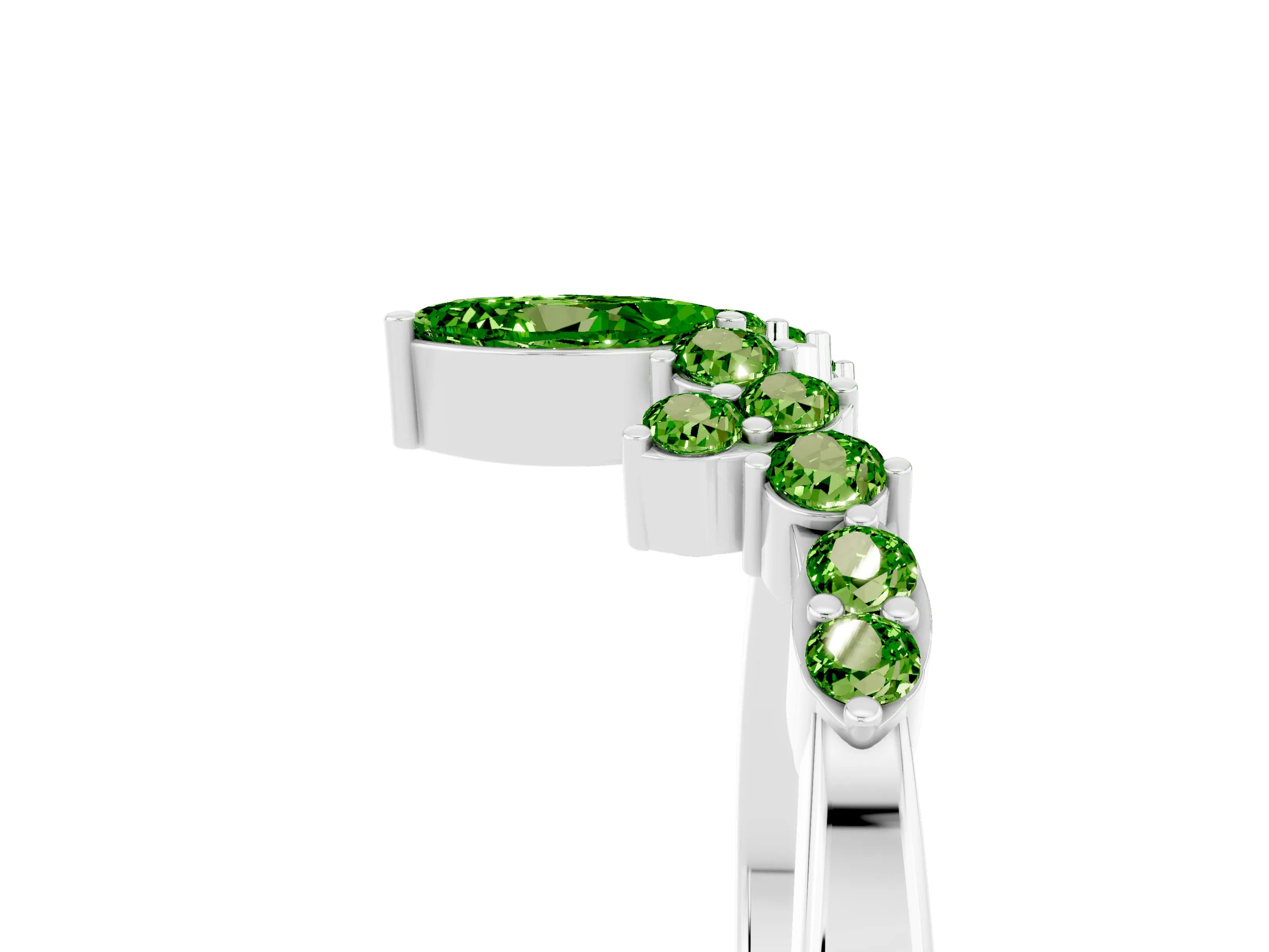 White gold Marquise and Round Peridot Chevron Band with Prong Setting_11