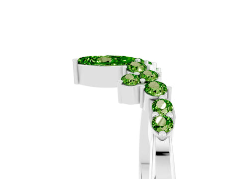 White gold Marquise and Round Peridot Chevron Band with Prong Setting_11