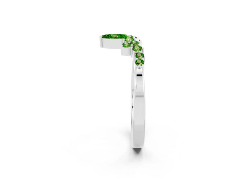 White gold Marquise and Round Peridot Chevron Band with Prong Setting_8