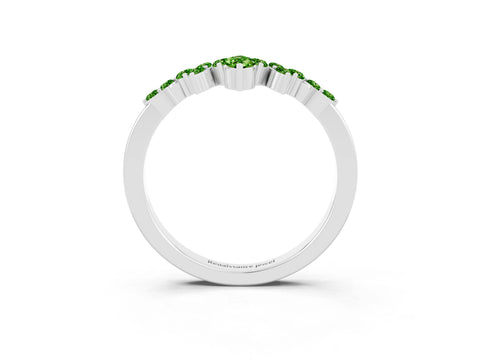 White gold Marquise and Round Peridot Chevron Band with Prong Setting_9