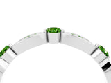 White gold Marquise and Round Peridot Milgrain Band with Bezel Setting_10