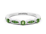 White gold Marquise and Round Peridot Milgrain Band with Bezel Setting_18