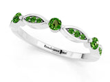 White gold Marquise and Round Peridot Milgrain Band with Bezel Setting_19