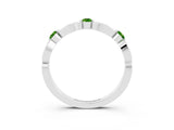 White gold Marquise and Round Peridot Milgrain Band with Bezel Setting_9