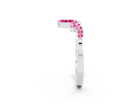 White gold Marquise and Round Pink Sapphire Chevron Band with Prong Setting_20
