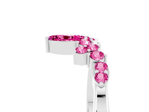 White gold Marquise and Round Pink Sapphire Chevron Band with Prong Setting_23