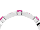 White gold Marquise and Round Pink Sapphire Milgrain Band with Bezel Setting_10