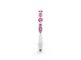 White gold Marquise and Round Pink Sapphire Milgrain Band with Bezel Setting_8