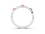 White gold Marquise and Round Pink Sapphire Milgrain Band with Bezel Setting_9