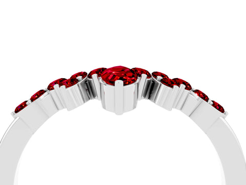 White gold Marquise and Round Ruby Chevron Band with Prong Setting_10