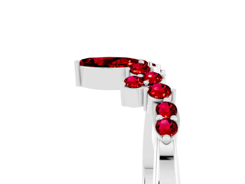 White gold Marquise and Round Ruby Chevron Band with Prong Setting_11