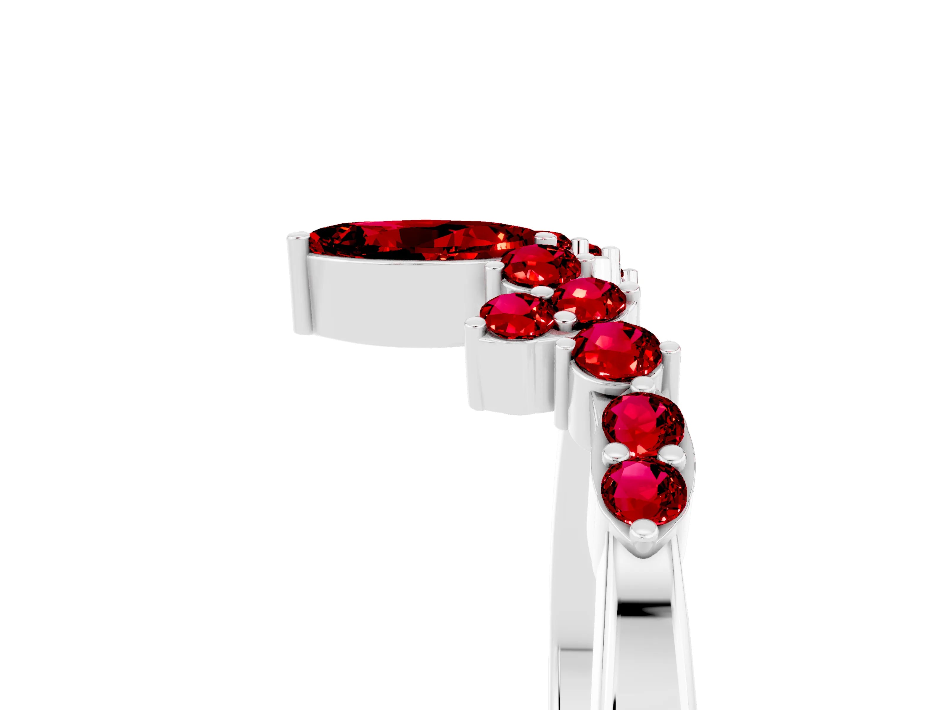 White gold Marquise and Round Ruby Chevron Band with Prong Setting_11