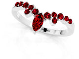 White gold Marquise and Round Ruby Chevron Band with Prong Setting_7