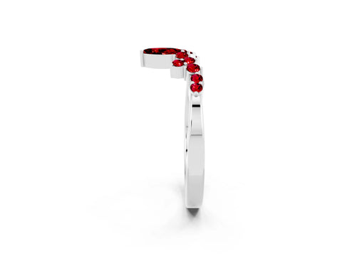 White gold Marquise and Round Ruby Chevron Band with Prong Setting_8