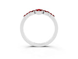 White gold Marquise and Round Ruby Chevron Band with Prong Setting_9