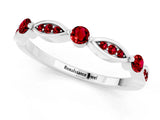 White gold Marquise and Round Ruby Milgrain Band with Bezel Setting_19