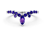 White gold Marquise and Round Tanzanite Chevron Band with Prong Setting_6