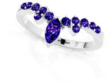 White gold Marquise and Round Tanzanite Chevron Band with Prong Setting_7