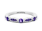 White gold Marquise and Round Tanzanite Milgrain Band with Bezel Setting_18