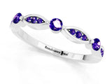 White gold Marquise and Round Tanzanite Milgrain Band with Bezel Setting_7