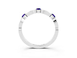 White gold Marquise and Round Tanzanite Milgrain Band with Bezel Setting_9