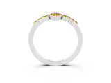 White gold Marquise and Round Yellow Sapphire Chevron Band with Prong Setting_21