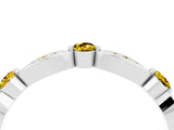 White gold Marquise and Round Yellow Sapphire Milgrain Band with Bezel Setting_10