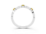 White gold Marquise and Round Yellow Sapphire Milgrain Band with Bezel Setting_9