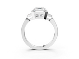 White gold Milgrain Asscher Cut Diamond Ring with Tapered Pave Band and Four Prong Setting_9
