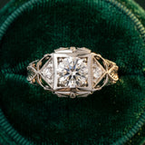 White gold Milgrain Bezel Round-Cut Filigree Engagement Ring_27
