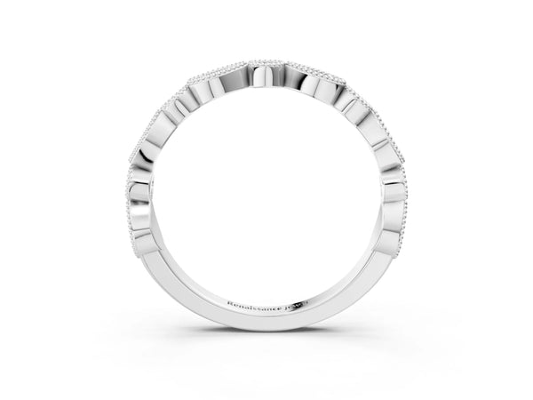 White gold Milgrain Bezel Set Pear and Round Diamond Eternity Band