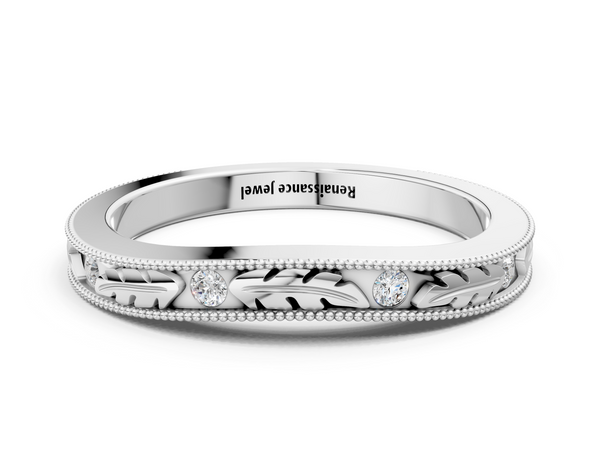 Platinum Milgrain Bezel Set Round Diamond Eternity Band