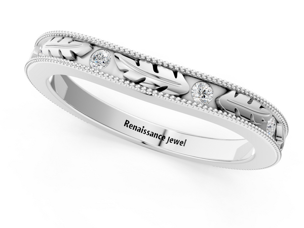 Platinum Milgrain Bezel Set Round Diamond Eternity Band