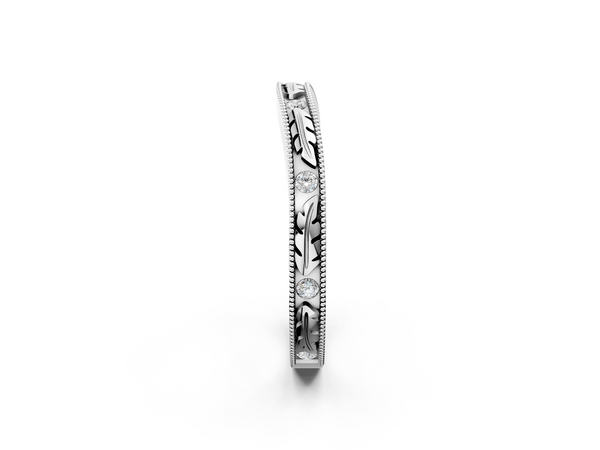 Platinum Milgrain Bezel Set Round Diamond Eternity Band
