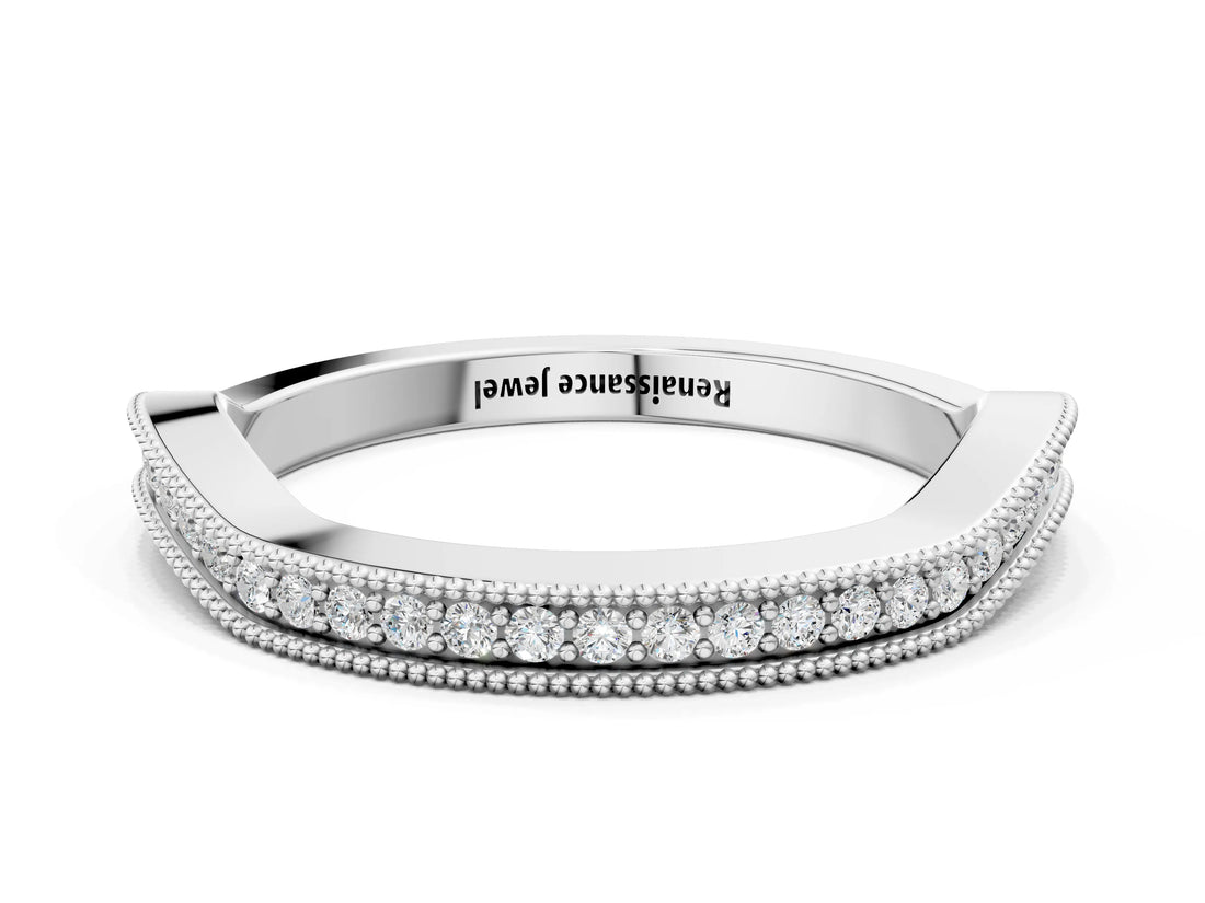White gold Milgrain Channel-Set Round Diamond Contour Band_24