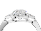 White gold Milgrain Cushion Cut Diamond Ring with Tapered Pave Band and Four Prong Setting_7