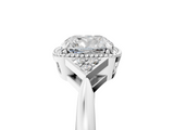 White gold Milgrain Cushion Cut Diamond Ring with Tapered Pave Band and Four Prong Setting_8