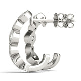 White gold Milgrain Cushion and Marquise Diamond Hoop Earrings 1