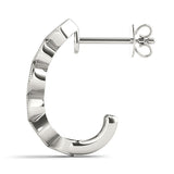 White gold Milgrain Cushion and Marquise Diamond Hoop Earrings 3