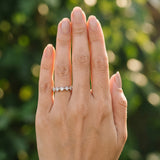 White gold Milgrain Diamond Geometric Stackable Band with Round Cut Stones and Bezel Setting_29