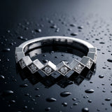 White gold Milgrain Diamond Geometric Stackable Band with Round Cut Stones and Bezel Setting_32