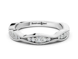 White gold Milgrain Diamond Marquise Curved Band with Pavé Setting_21