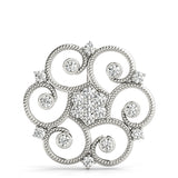 White gold Milgrain Diamond Round Swirl Pendant with Prong Setting 1