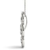 White gold Milgrain Diamond Round Swirl Pendant with Prong Setting 2