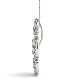 14K White Gold Milgrain Diamond Round Swirl Pendant with Prong Setting
