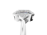 White gold Milgrain Emerald Cut Diamond Ring with Tapered Pave Band and Four Prong Setting_33